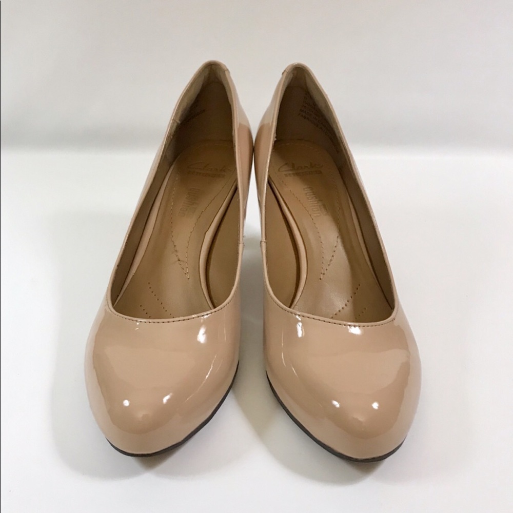 Clarks Cushion Collection Patent Nude Comfort Pump